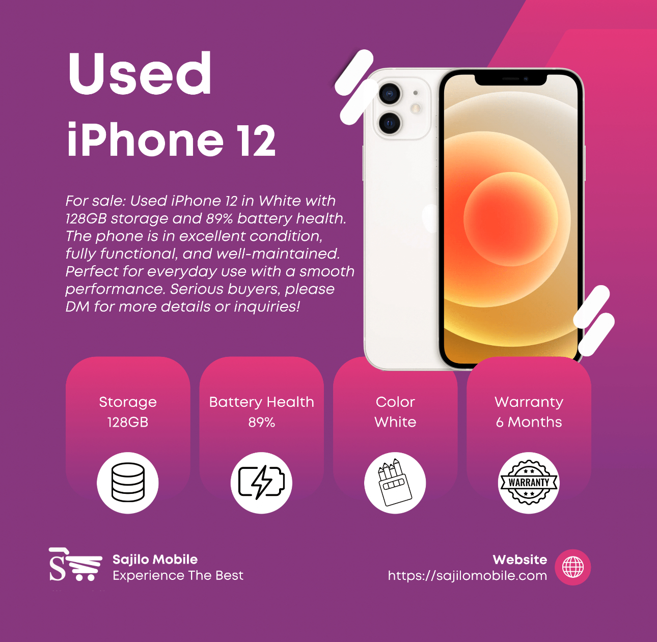  Used iPhone 12 - White